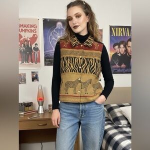 Tan Trums 90s vintage zebra vest size medium